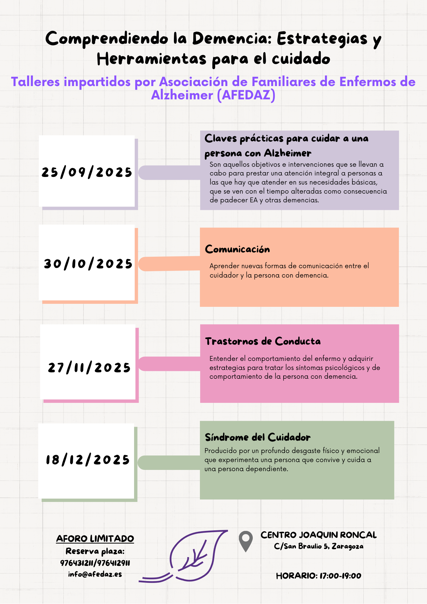 Talleres para cuidadores "Comprendiendo la demencia: Estrategias y herramientas para el cuidado"