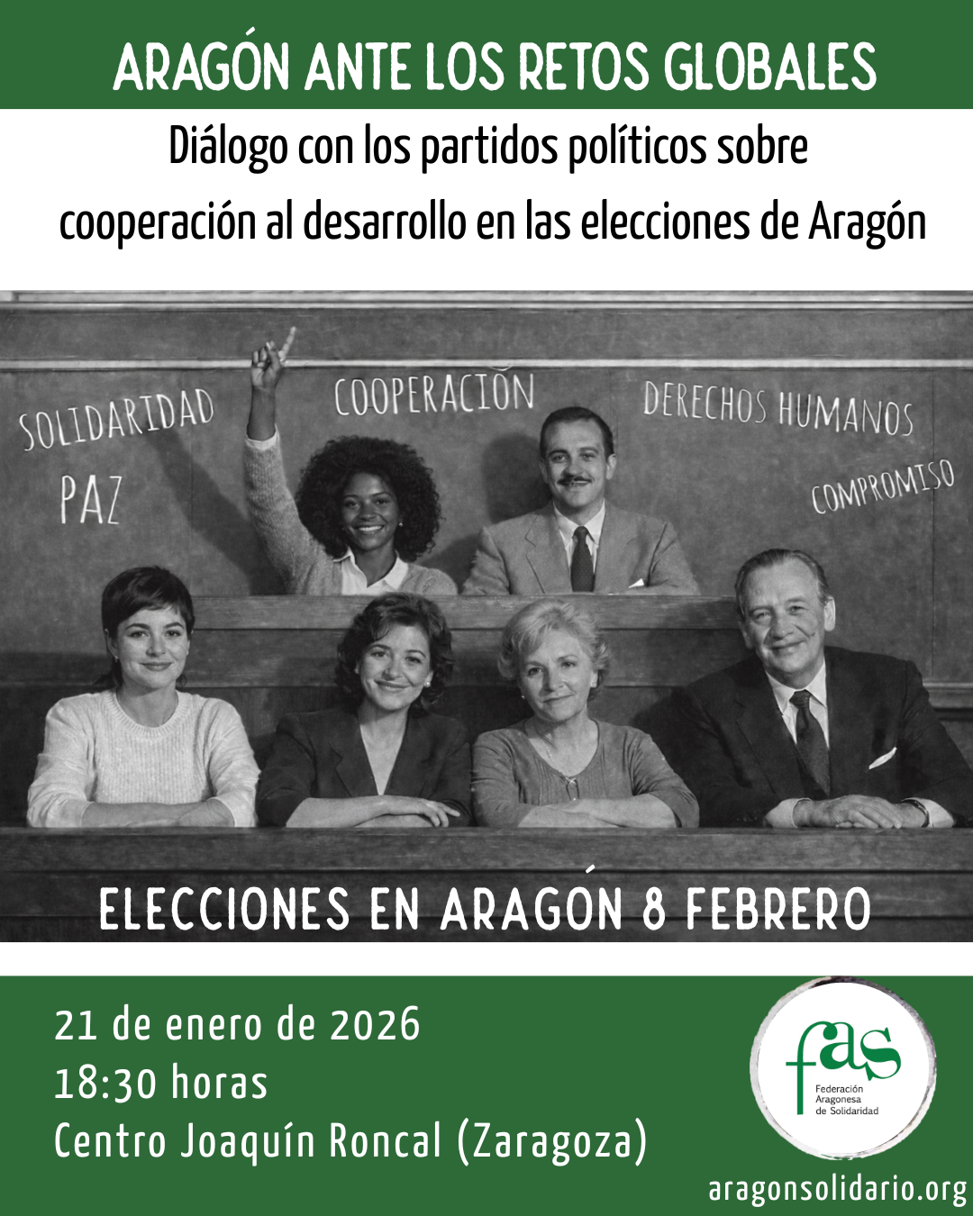 Encuentro sobre Cooperación con partidos candidatos al Gobierno de Aragón: "Aragón ante los retos globales"
